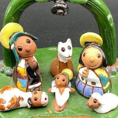Small Painted Clay Nativity Scene from Bolivia