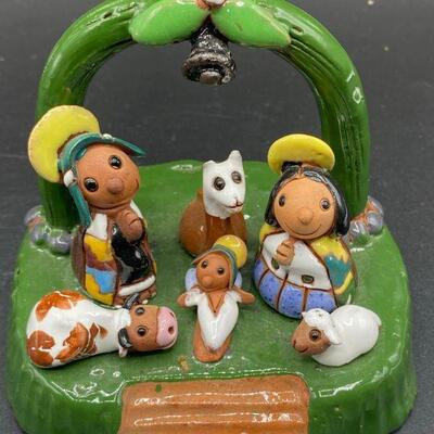 Small Painted Clay Nativity Scene from Bolivia