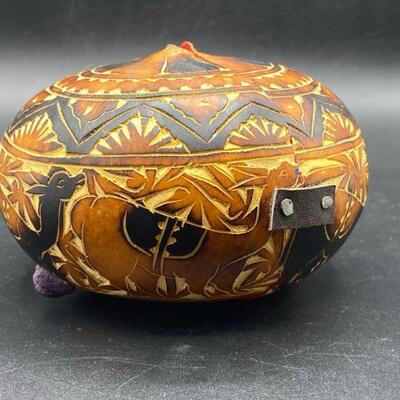 Carved Gourd Peruvian Nativity Scene