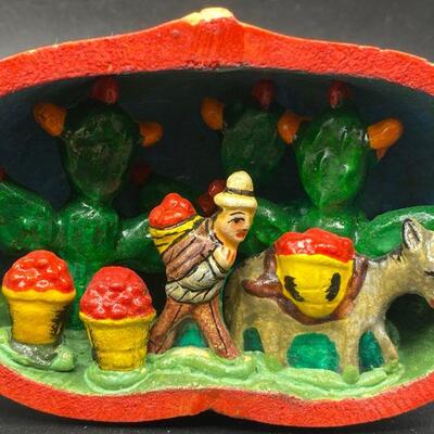 Carved Gourd Peruvian Nativity Scene