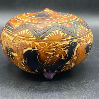 Carved Gourd Peruvian Nativity Scene