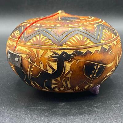 Carved Gourd Peruvian Nativity Scene