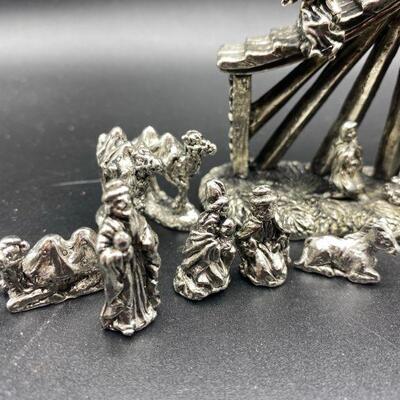 Heavy Pewter Miniature Nativity Scene