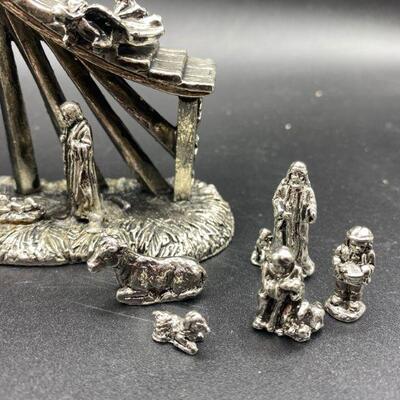Heavy Pewter Miniature Nativity Scene
