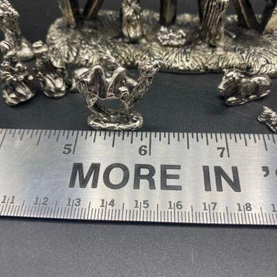 Heavy Pewter Miniature Nativity Scene