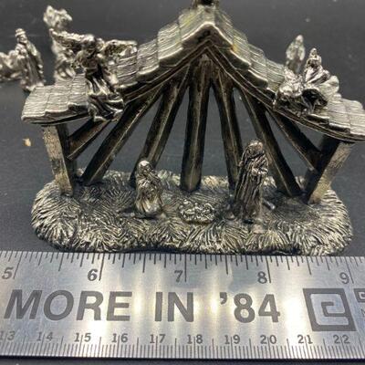 Heavy Pewter Miniature Nativity Scene