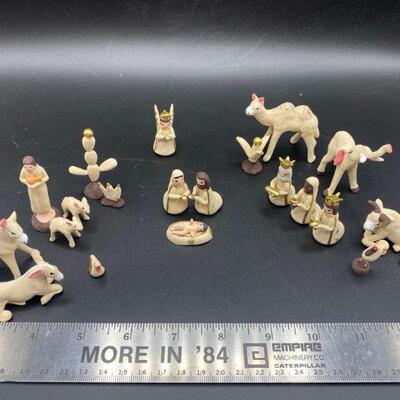 Primitive Clay Handmade Nativity Scene