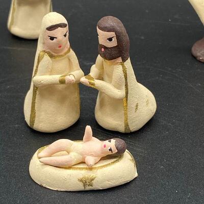 Primitive Clay Handmade Nativity Scene