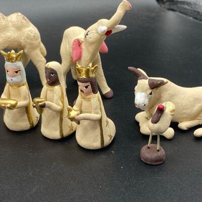 Primitive Clay Handmade Nativity Scene