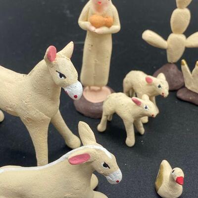 Primitive Clay Handmade Nativity Scene