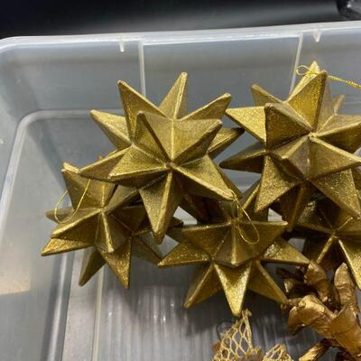 Gold Pine Cones And Star Ornaments