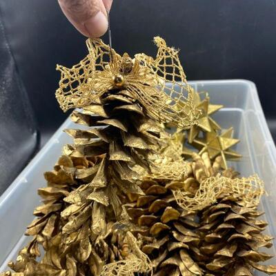 Gold Pine Cones And Star Ornaments