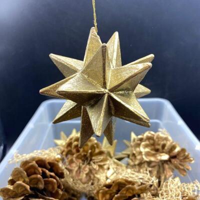 Gold Pine Cones And Star Ornaments