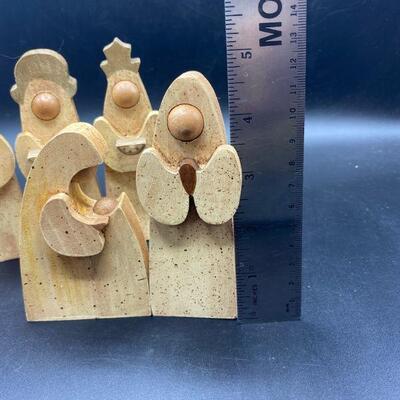 Painted Abstract Wood Nativity Scene