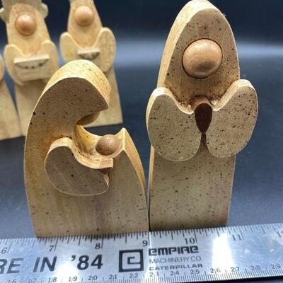 Painted Abstract Wood Nativity Scene