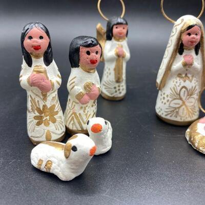 White and Gold Hand Painted Nativity Scene