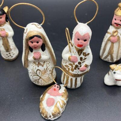 White and Gold Hand Painted Nativity Scene