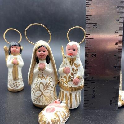 White and Gold Hand Painted Nativity Scene