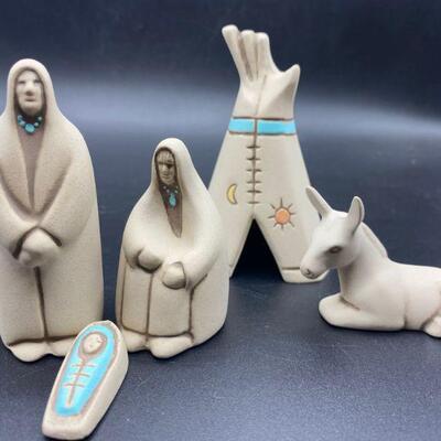 Smooth Clay Native American Nativity Scene