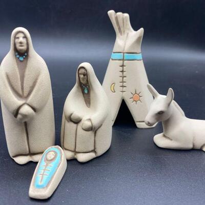Smooth Clay Native American Nativity Scene