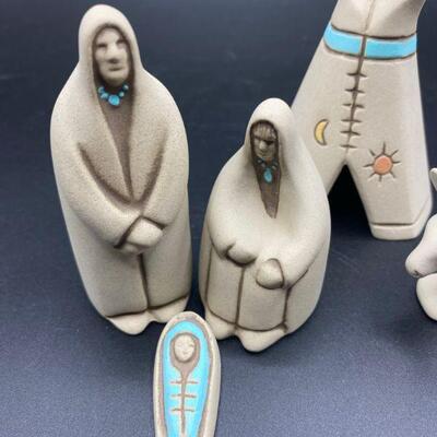 Smooth Clay Native American Nativity Scene