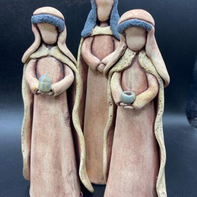 Rough Sculpted Clay Nativity Scene