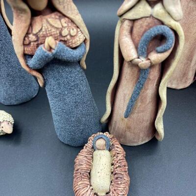 Rough Sculpted Clay Nativity Scene