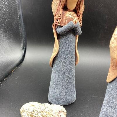 Rough Sculpted Clay Nativity Scene