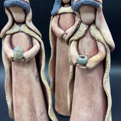 Rough Sculpted Clay Nativity Scene