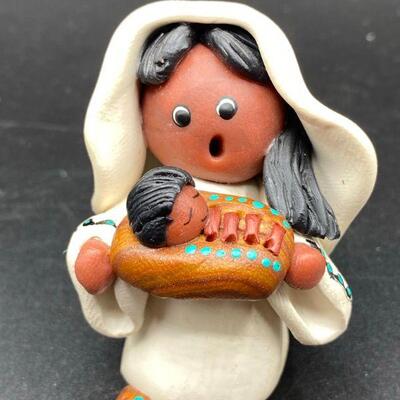 Molded Clay Mary and Baby Jesus