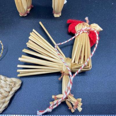 Set of 4 Straw Weave Animal Ornaments