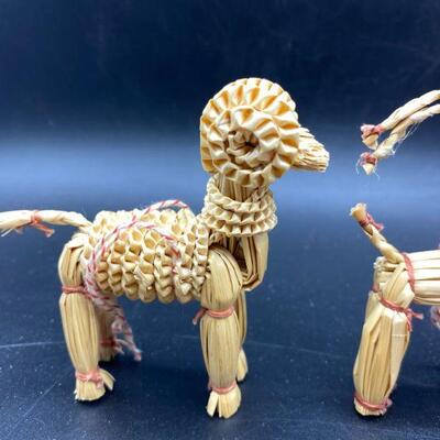 Set of 4 Straw Weave Animal Ornaments