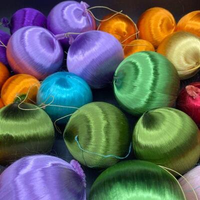 Huge Lot of Vintage Thread Ornaments Jewel Tones