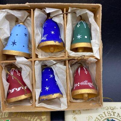 Miniature Kurt Alder Christmas Books and Wood Bell Ornaments