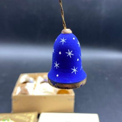 Miniature Kurt Alder Christmas Books and Wood Bell Ornaments