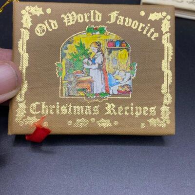 Miniature Kurt Alder Christmas Books and Wood Bell Ornaments