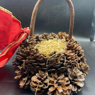Pine Cone Basket with Bow