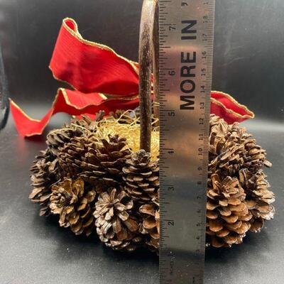 Pine Cone Basket with Bow