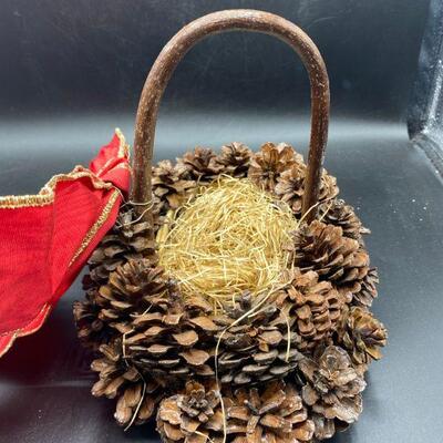 Pine Cone Basket with Bow