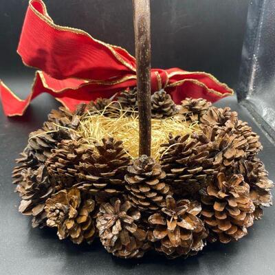 Pine Cone Basket with Bow