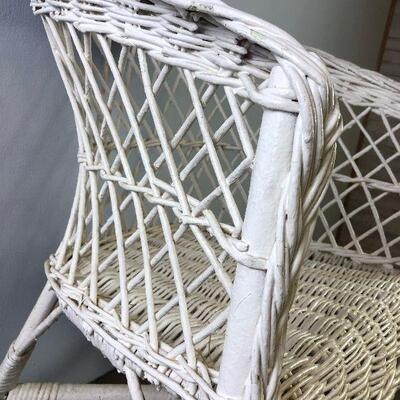#143 Antique White Wicker Chair. 