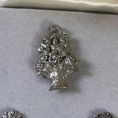 #186 MARCASITE Earing and Pin 