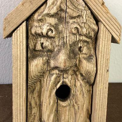 #193 Bird House with Hand Cared Face 