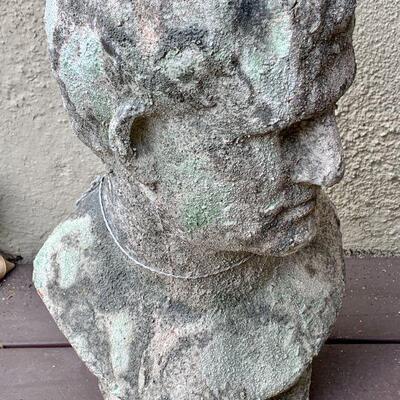 LOT 227 MAN'S HEAD PLANTER WEATHERED CEMENT