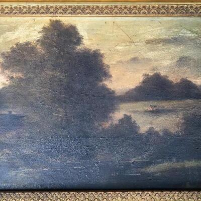 Antique Impressionist Landscape Oil on Canvas Board 12 x 9