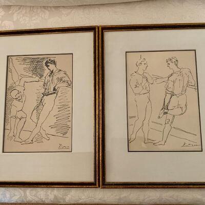 LOT 236 PAIR OF FRAMED PICASSO PRINTS MALE BALLET