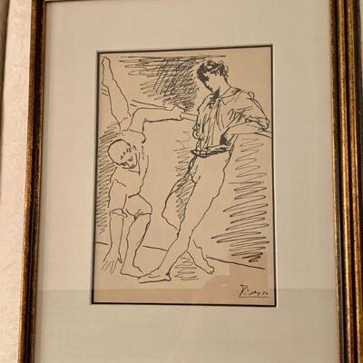 LOT 236 PAIR OF FRAMED PICASSO PRINTS MALE BALLET