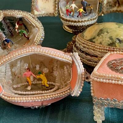 LOT 240  COLLECTION OF VINTAGE HANDMADE PANORAMIC EGG CRAFTS EMBELLISHED 