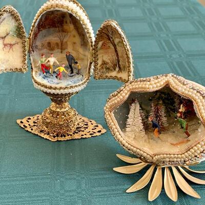 LOT 240  COLLECTION OF VINTAGE HANDMADE PANORAMIC EGG CRAFTS EMBELLISHED 
