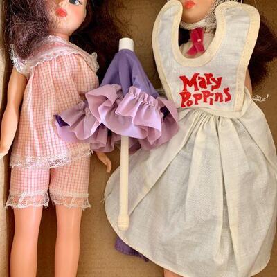 LOT 244 PAIR OF VINTAGE VINYL TAMMY DOLLS MARY POPPINS
